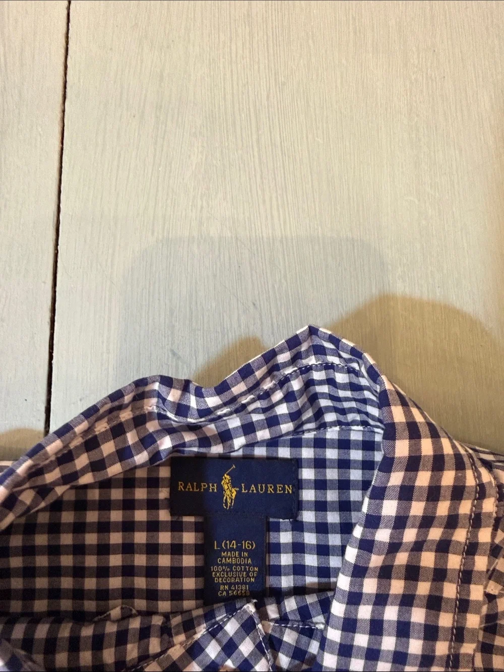 Ralph Lauren Navy and White Gingham Button-Down Shirt